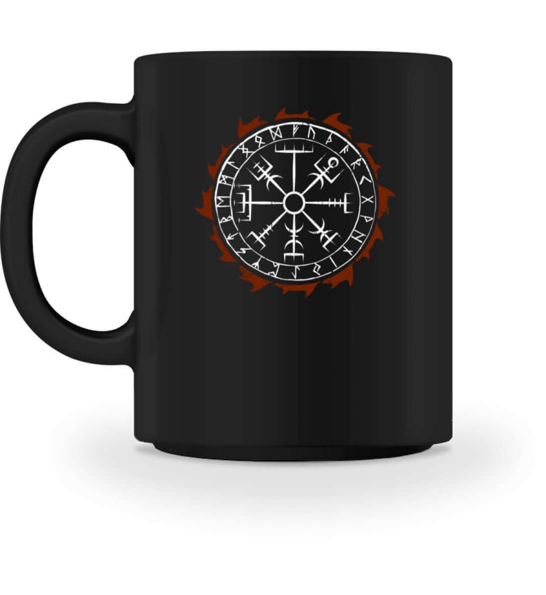 Wikinger & Schildmaiden Keramiktasse | Vegvisir & Runenkreis Design | Nordische Mythologie - Nordic Viking Wear