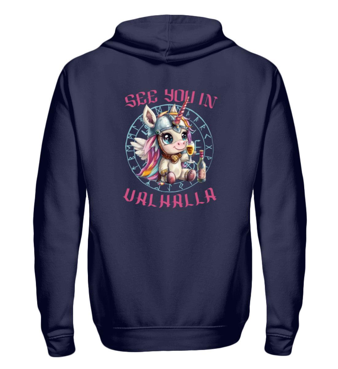 🦄 Wikinger Zipp-Hoodie – "See You in Valhalla" mit Einhorn 🦄 - Nordic Viking Wear