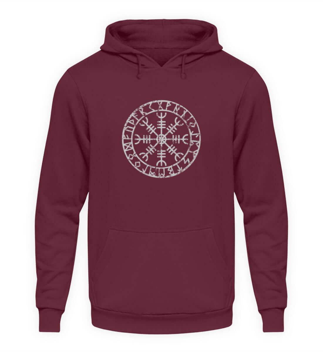 "Aegishjalmur Helm of Awe" Wikinger-Hoodie – Schutz und Macht in Runenform - Nordic Viking Wear