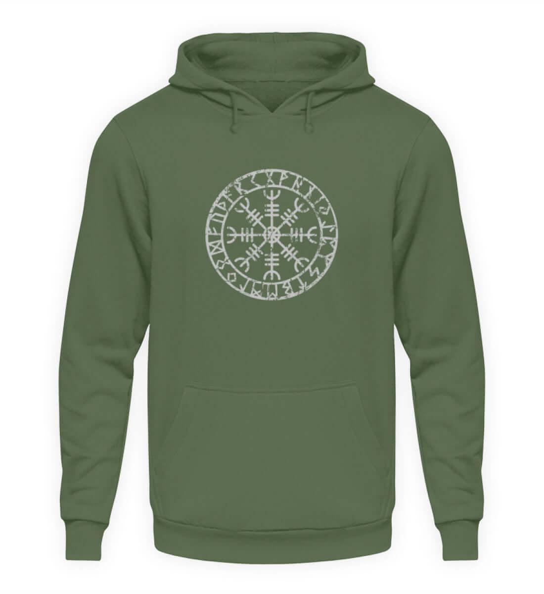 "Aegishjalmur Helm of Awe" Wikinger-Hoodie – Schutz und Macht in Runenform - Nordic Viking Wear