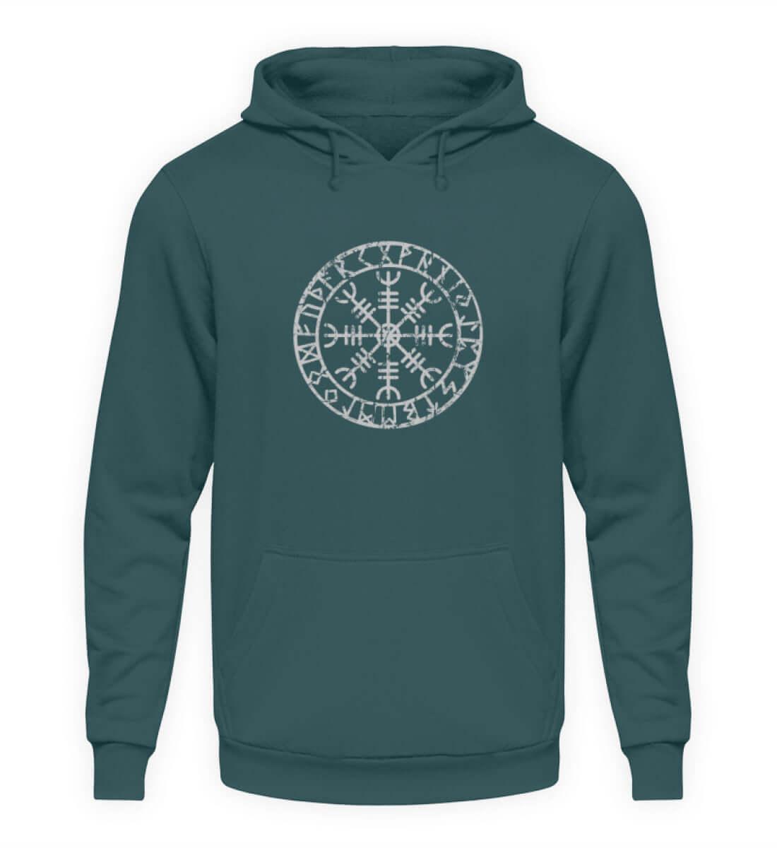 "Aegishjalmur Helm of Awe" Wikinger-Hoodie – Schutz und Macht in Runenform - Nordic Viking Wear