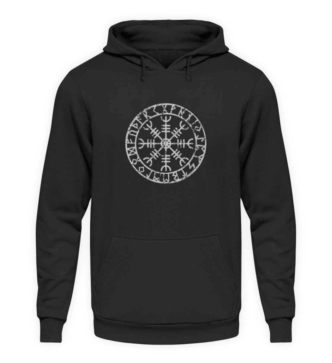 "Aegishjalmur Helm of Awe" Wikinger-Hoodie – Schutz und Macht in Runenform - Nordic Viking Wear