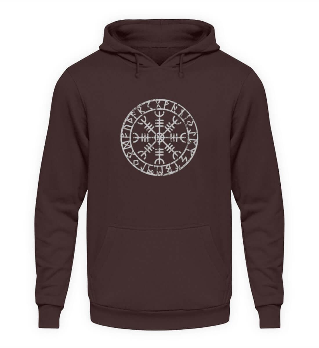 "Aegishjalmur Helm of Awe" Wikinger-Hoodie – Schutz und Macht in Runenform - Nordic Viking Wear