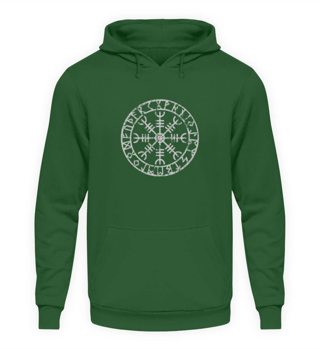 "Aegishjalmur Helm of Awe" Wikinger-Hoodie – Schutz und Macht in Runenform - Nordic Viking Wear