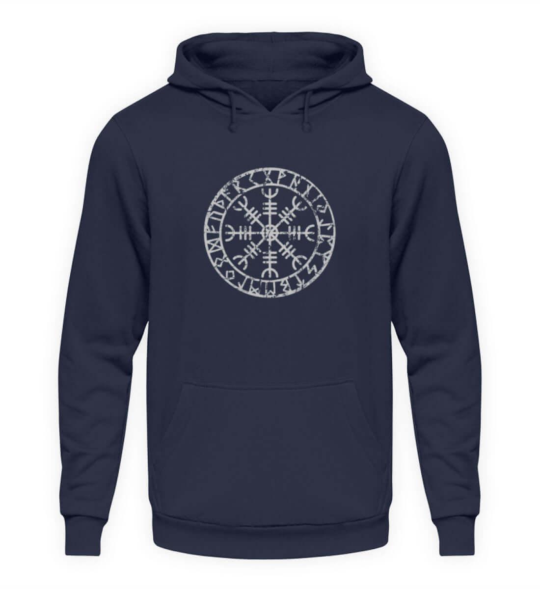 "Aegishjalmur Helm of Awe" Wikinger-Hoodie – Schutz und Macht in Runenform - Nordic Viking Wear