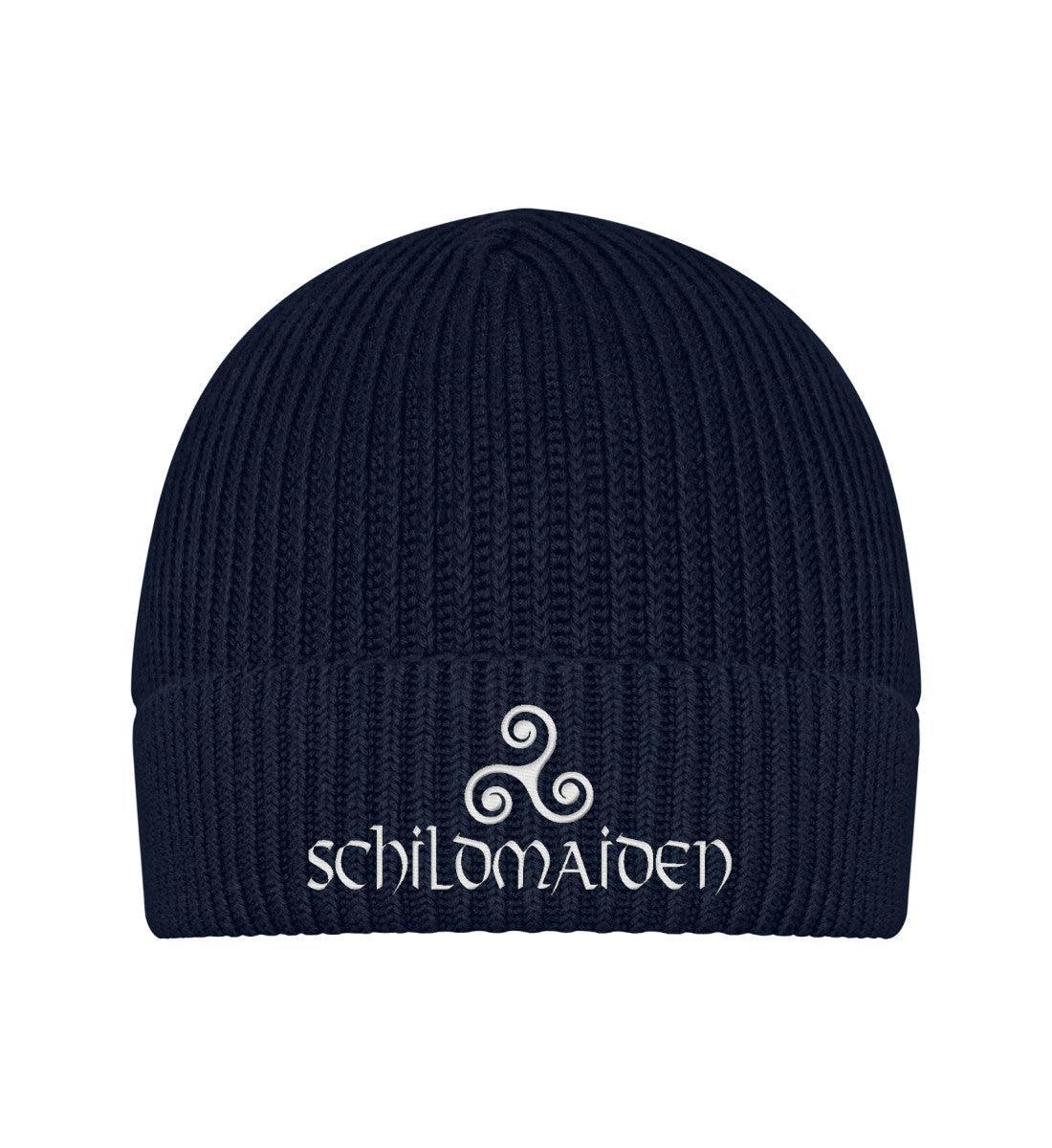 Schildmaiden Organic Beanie mit Stick "Kriegerin des Nordens" – Warme Eleganz im Wikingerstil - Nordic Viking Wear
