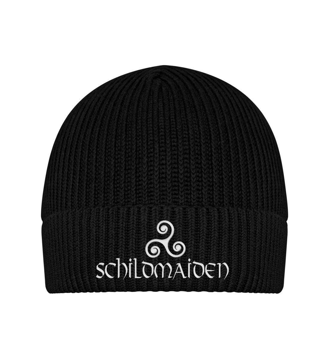 Schildmaiden Organic Beanie mit Stick "Kriegerin des Nordens" – Warme Eleganz im Wikingerstil - Nordic Viking Wear