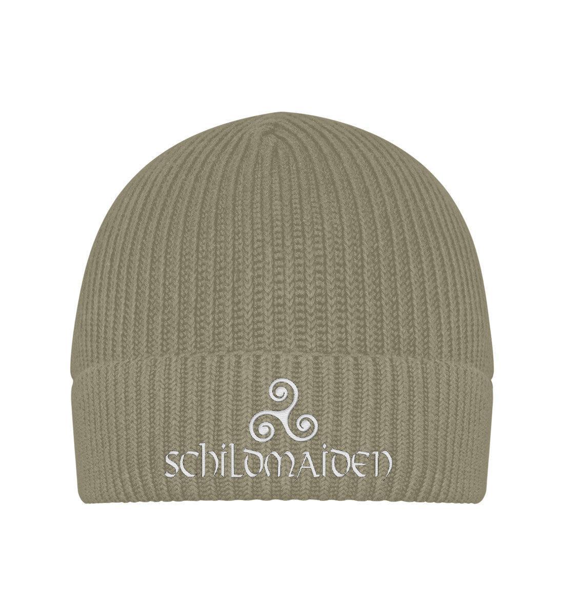 Schildmaiden Organic Beanie mit Stick "Kriegerin des Nordens" – Warme Eleganz im Wikingerstil - Nordic Viking Wear