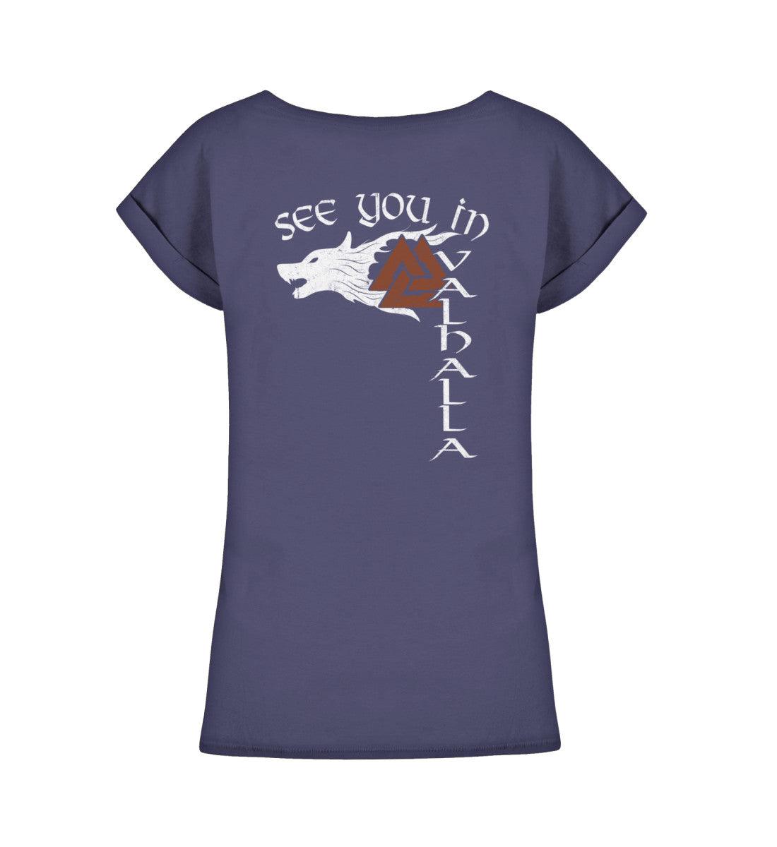 Extended Shirt – See You in Valhalla mit Wolf und Valknut - Nordic Viking Wear