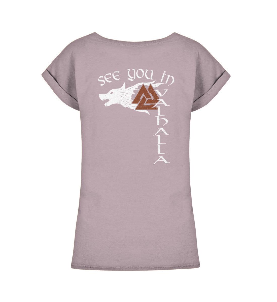Extended Shirt – See You in Valhalla mit Wolf und Valknut - Nordic Viking Wear