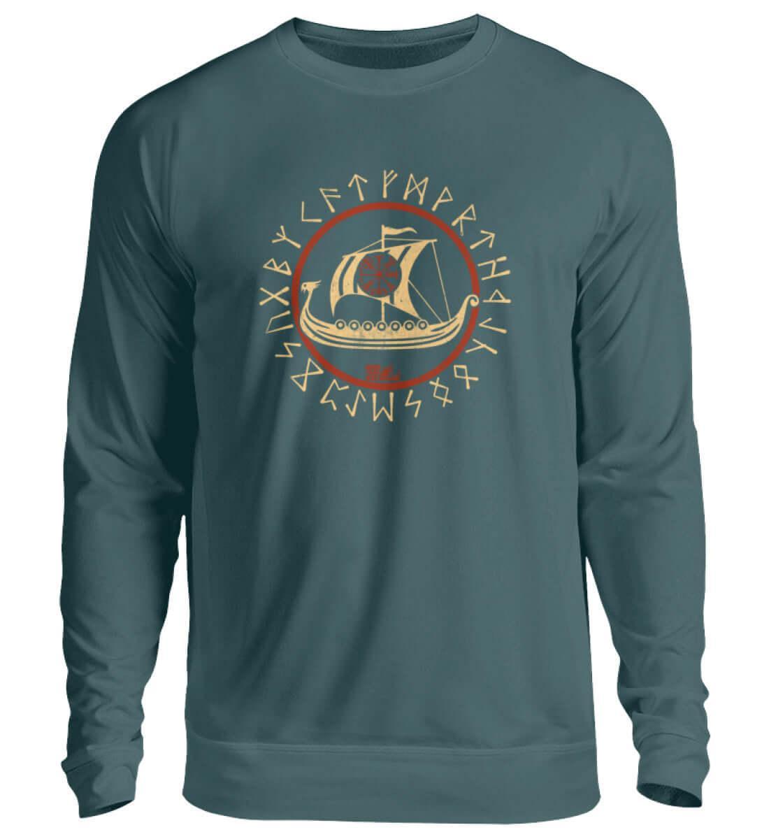 Wikinger Sweatshirt Vegvisir Drachenboot Design - Nordic Viking Wear