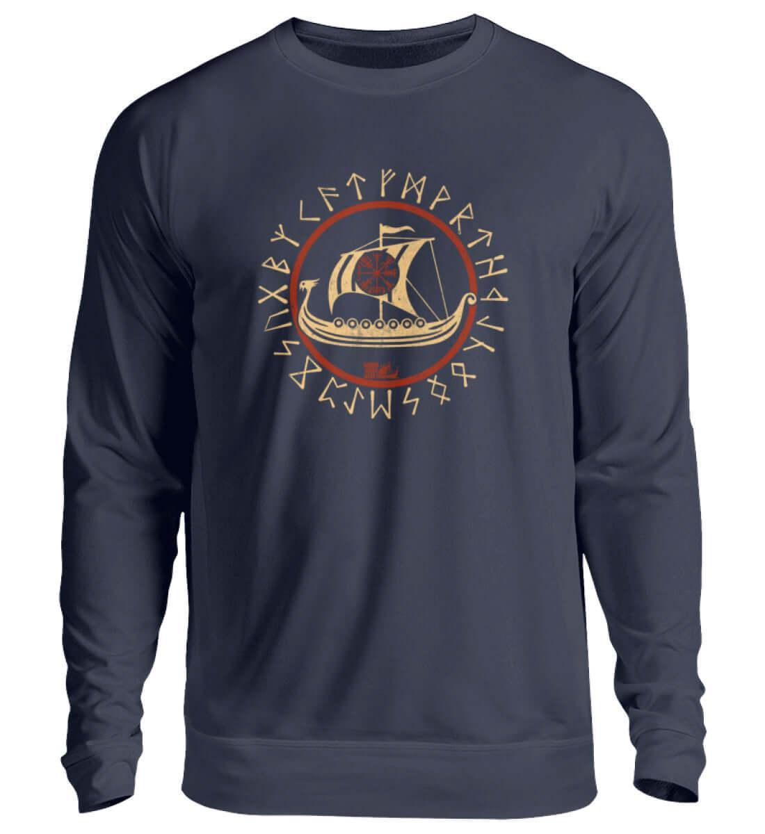 Wikinger Sweatshirt Vegvisir Drachenboot Design - Nordic Viking Wear
