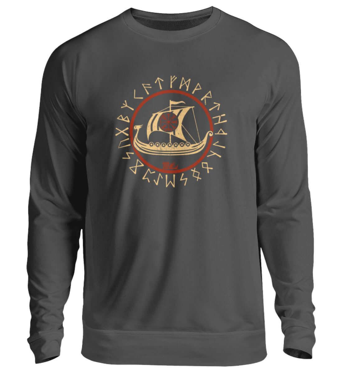 Wikinger Sweatshirt Vegvisir Drachenboot Design - Nordic Viking Wear