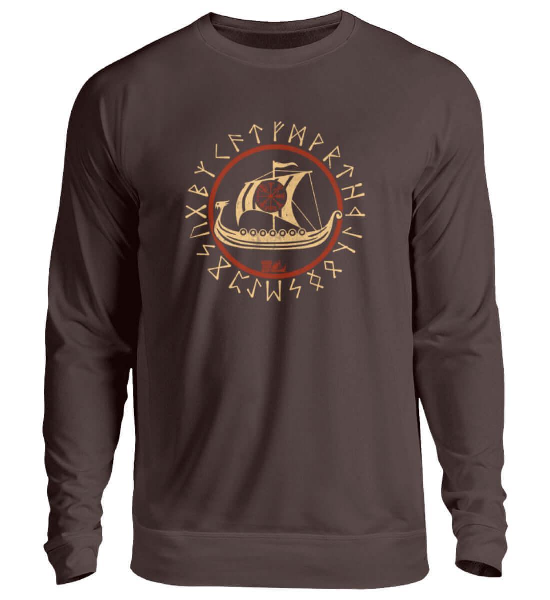 Wikinger Sweatshirt Vegvisir Drachenboot Design - Nordic Viking Wear