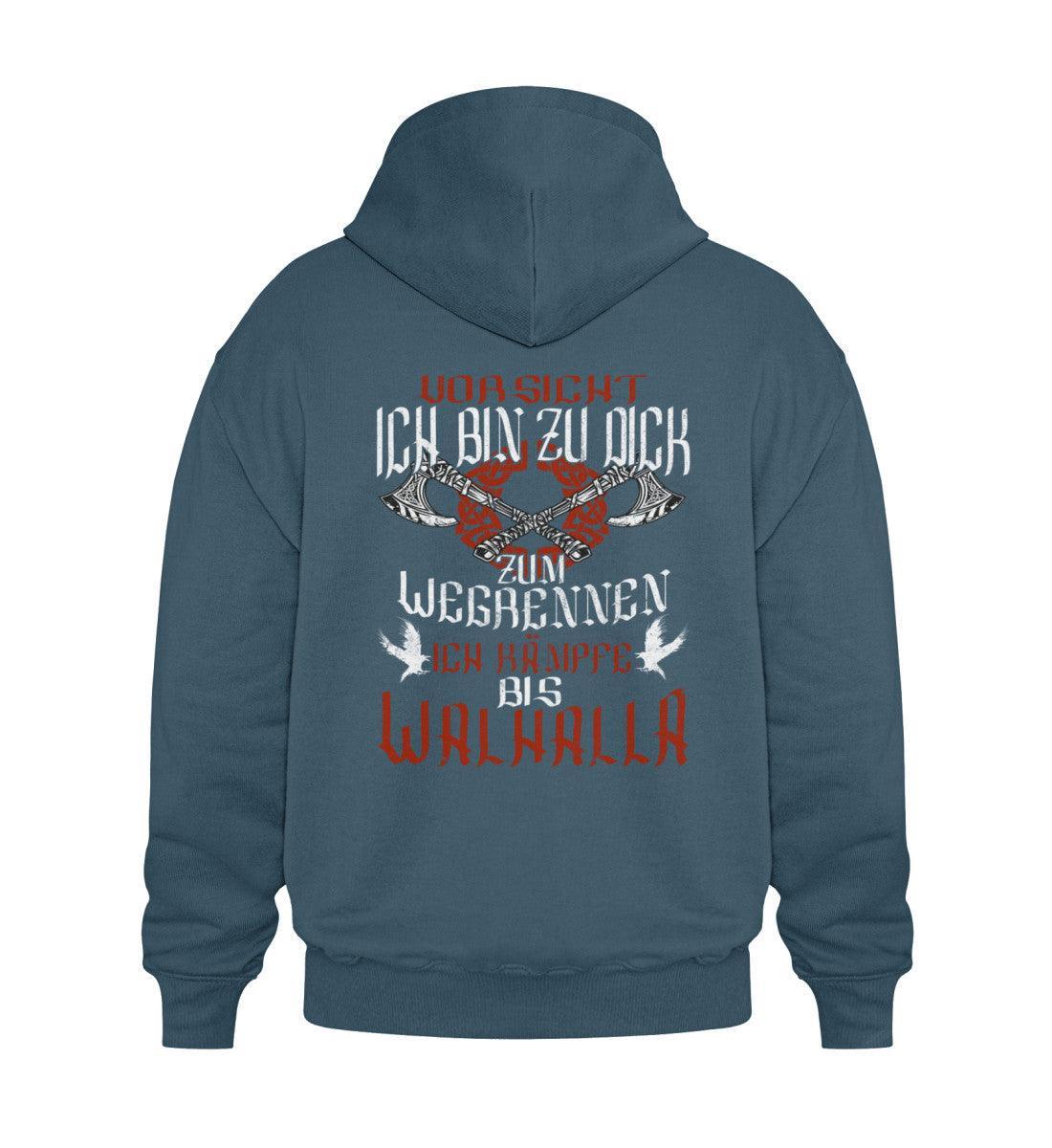 Lustiger Wikinger Heavy Vintage Hoodie – 'Ich bin zu dick zum Wegrennen - Nordic Viking Wear
