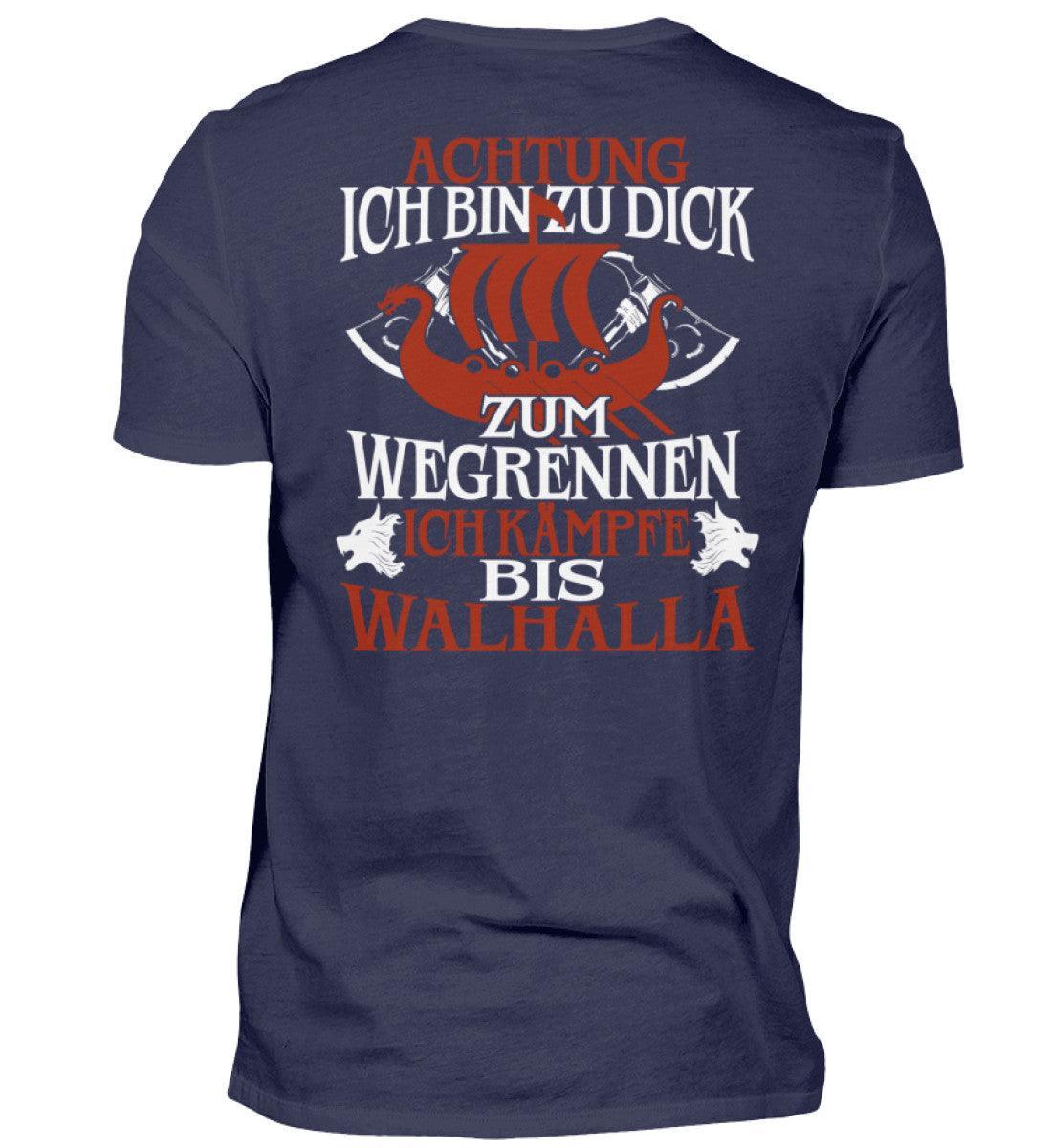 Premium Wikinger T-Shirt "Achtung Ich Bin Zu Dick Zum Wegrennen - Nordic Viking Wear