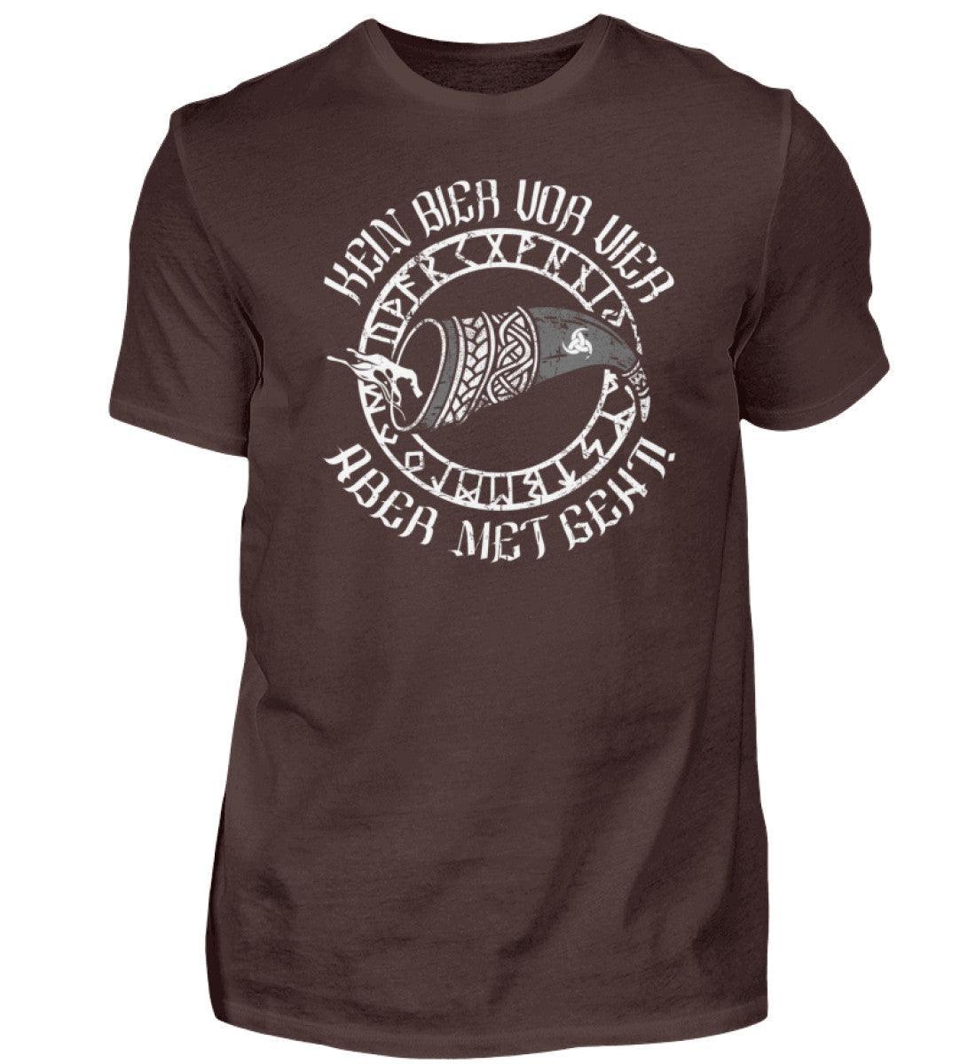 Lustiges Wikinger-Shirt "Kein Bier vor Vier, aber Met geht!" – Humorvolles Nordisches Trink-Motiv - Nordic Viking Wear