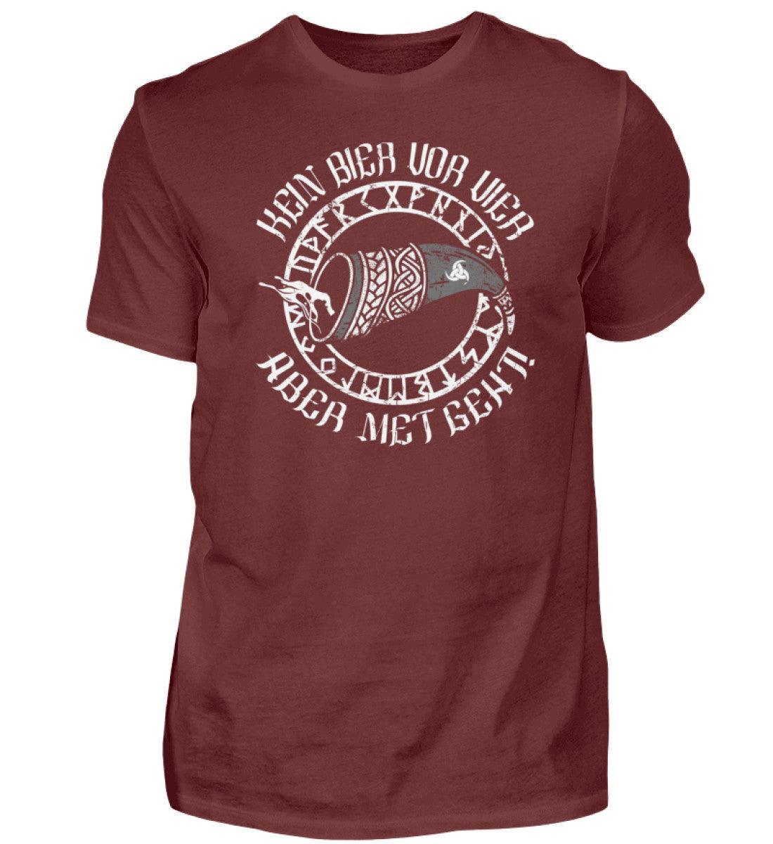 Lustiges Wikinger-Shirt "Kein Bier vor Vier, aber Met geht!" – Humorvolles Nordisches Trink-Motiv - Nordic Viking Wear