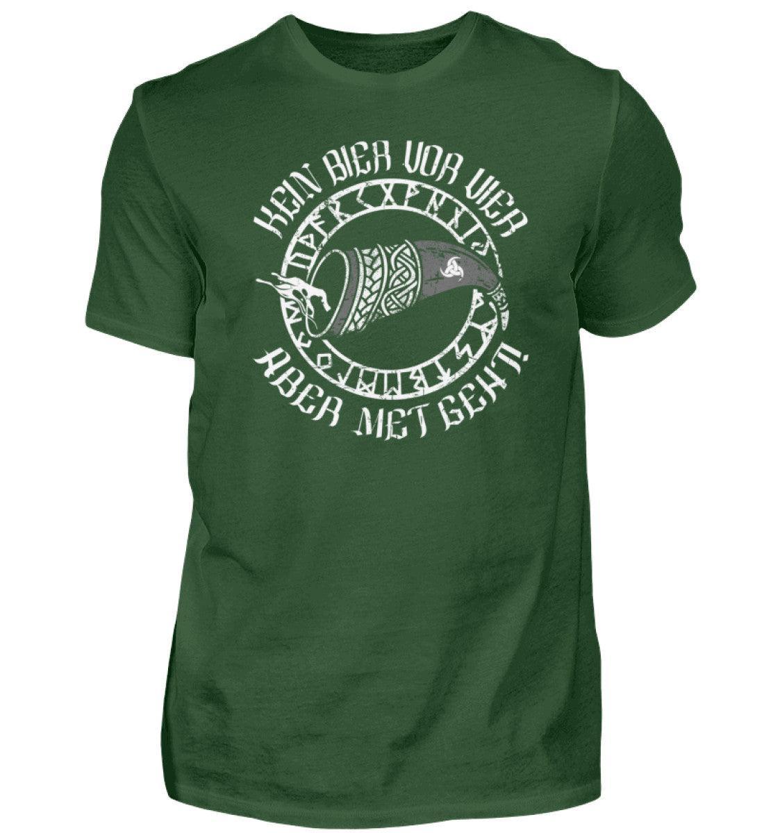 Lustiges Wikinger-Shirt "Kein Bier vor Vier, aber Met geht!" – Humorvolles Nordisches Trink-Motiv - Nordic Viking Wear