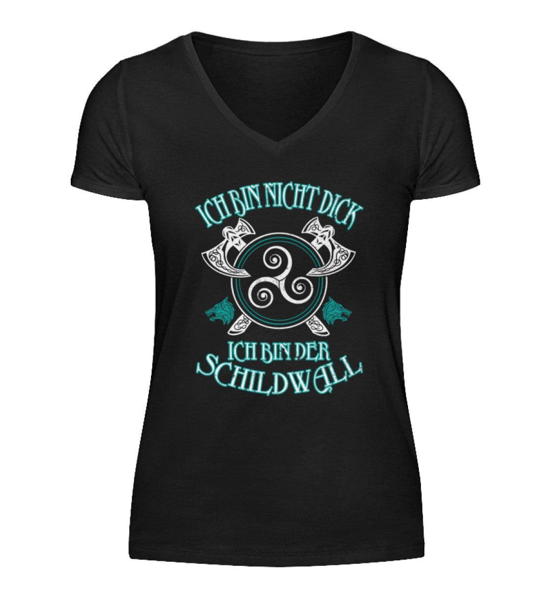Schildmaiden V-Neck - "Ich Bin Nicht Dick, Ich Bin Der Schildwall" - Nordic Viking Wear