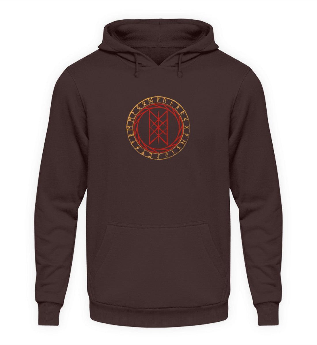 Wikinger Hoodie mit Wyrd-Web und Runenkreis - Mystisches Nordisches Symbol Kapuzenpulli - Nordic Viking Wear