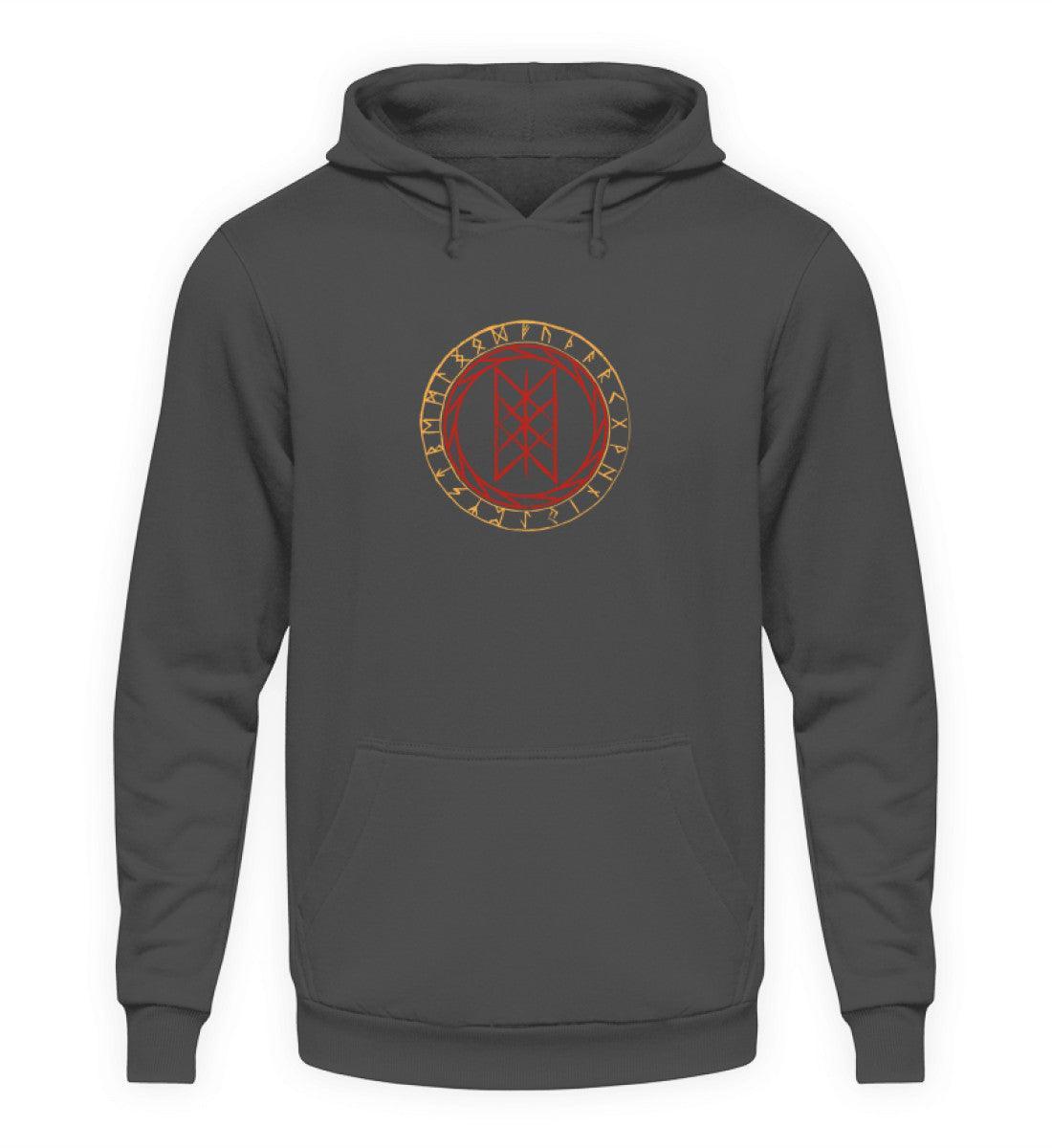 Wikinger Hoodie mit Wyrd-Web und Runenkreis - Mystisches Nordisches Symbol Kapuzenpulli - Nordic Viking Wear