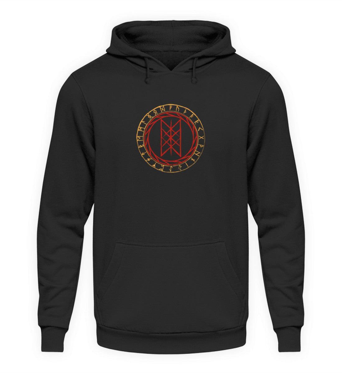 Wikinger Hoodie mit Wyrd-Web und Runenkreis - Mystisches Nordisches Symbol Kapuzenpulli - Nordic Viking Wear