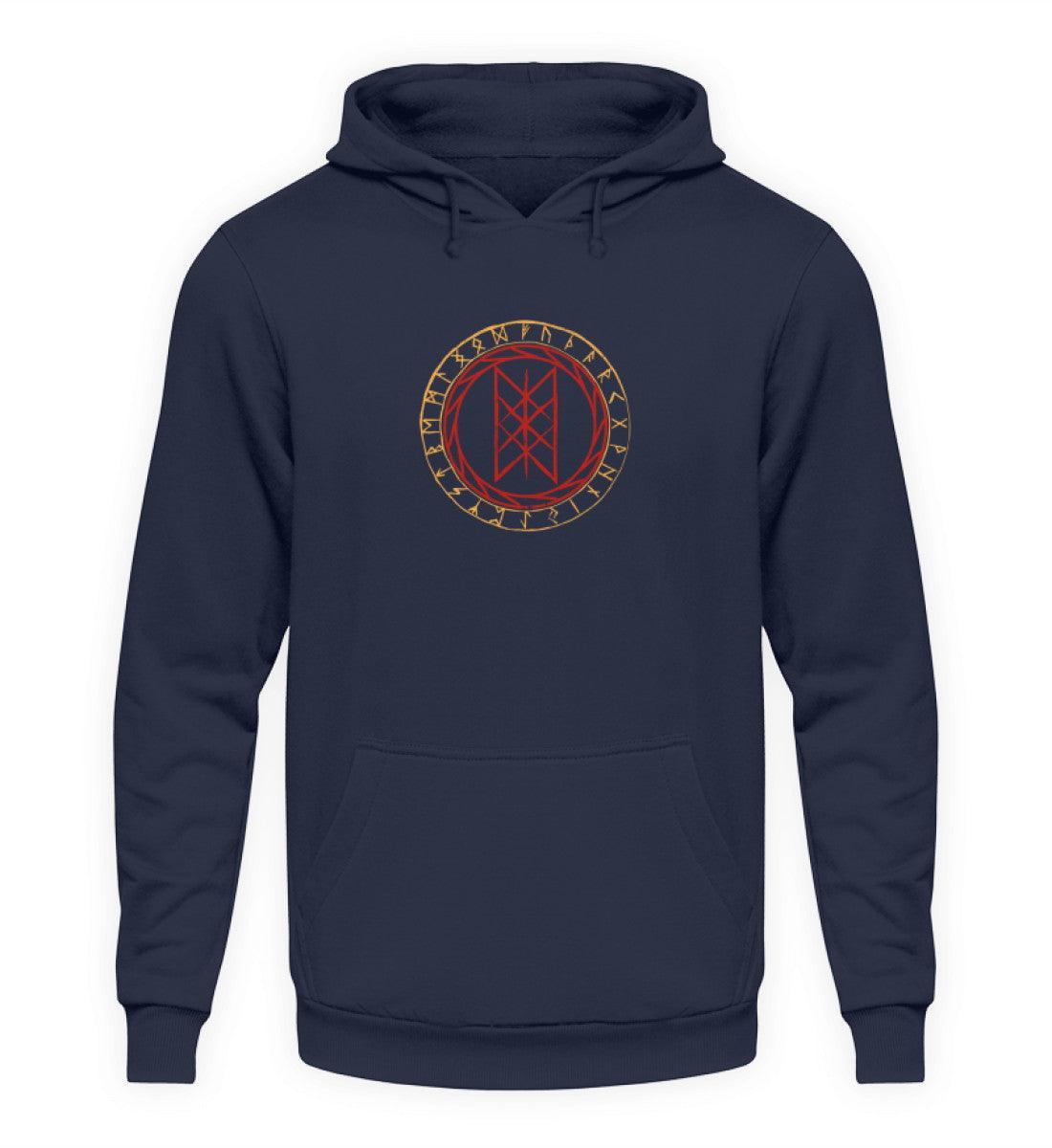 Wikinger Hoodie mit Wyrd-Web und Runenkreis - Mystisches Nordisches Symbol Kapuzenpulli - Nordic Viking Wear