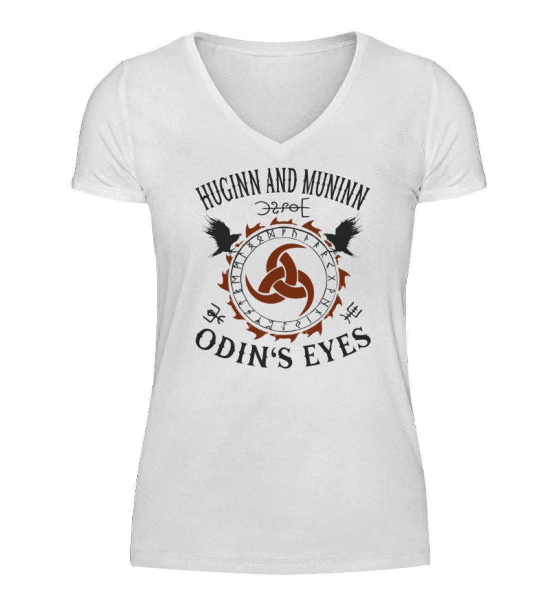 Odins Raben V-Neck Shirt – Huginn und Muninn Design mit Gjallarhorn Symbol - Nordic Viking Wear