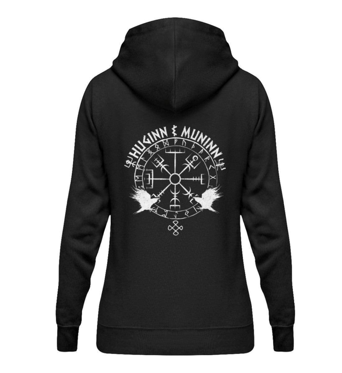 Odins Raben Schildmaiden Hoodie – Huginn und Muninn – Wikinger Runenkreis Kapuzenpullover - Nordic Viking Wear