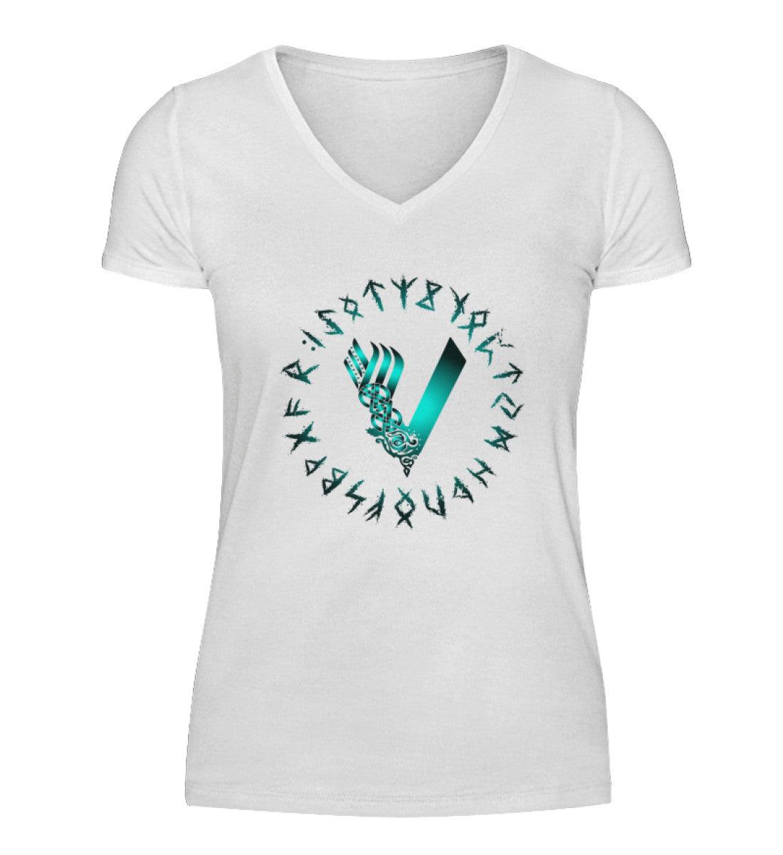 Schildmaiden V-Neck mit Runen und Keltischem Design – Nordische Mystik für wahre Krieger - Nordic Viking Wear