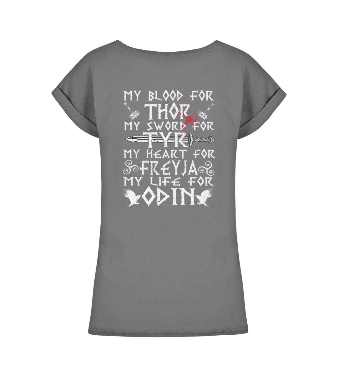 Schildmaiden Extendet Shirt – „My Blood for Tyr“-Design - Nordic Viking Wear