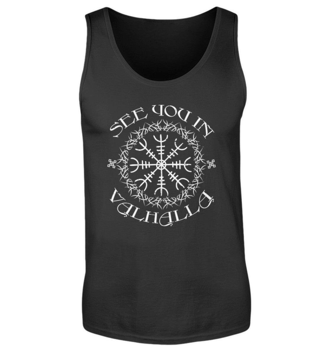 Wikinger Tank Top „See You In Valhalla“ – Helm Of Awe Magische Symbole des Nordens - Nordic Viking Wear