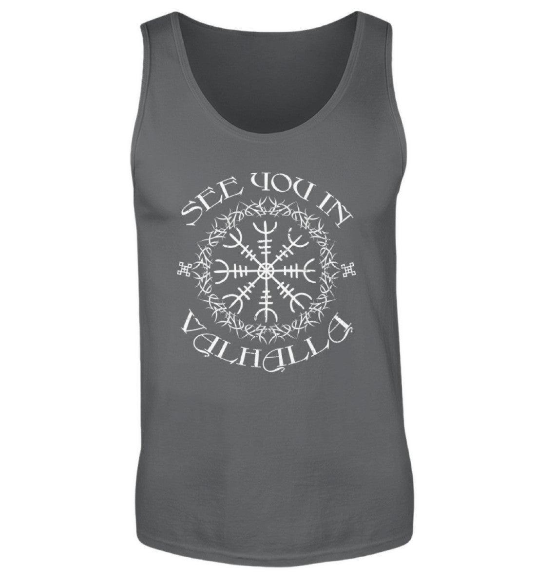 Wikinger Tank Top „See You In Valhalla“ – Helm Of Awe Magische Symbole des Nordens - Nordic Viking Wear