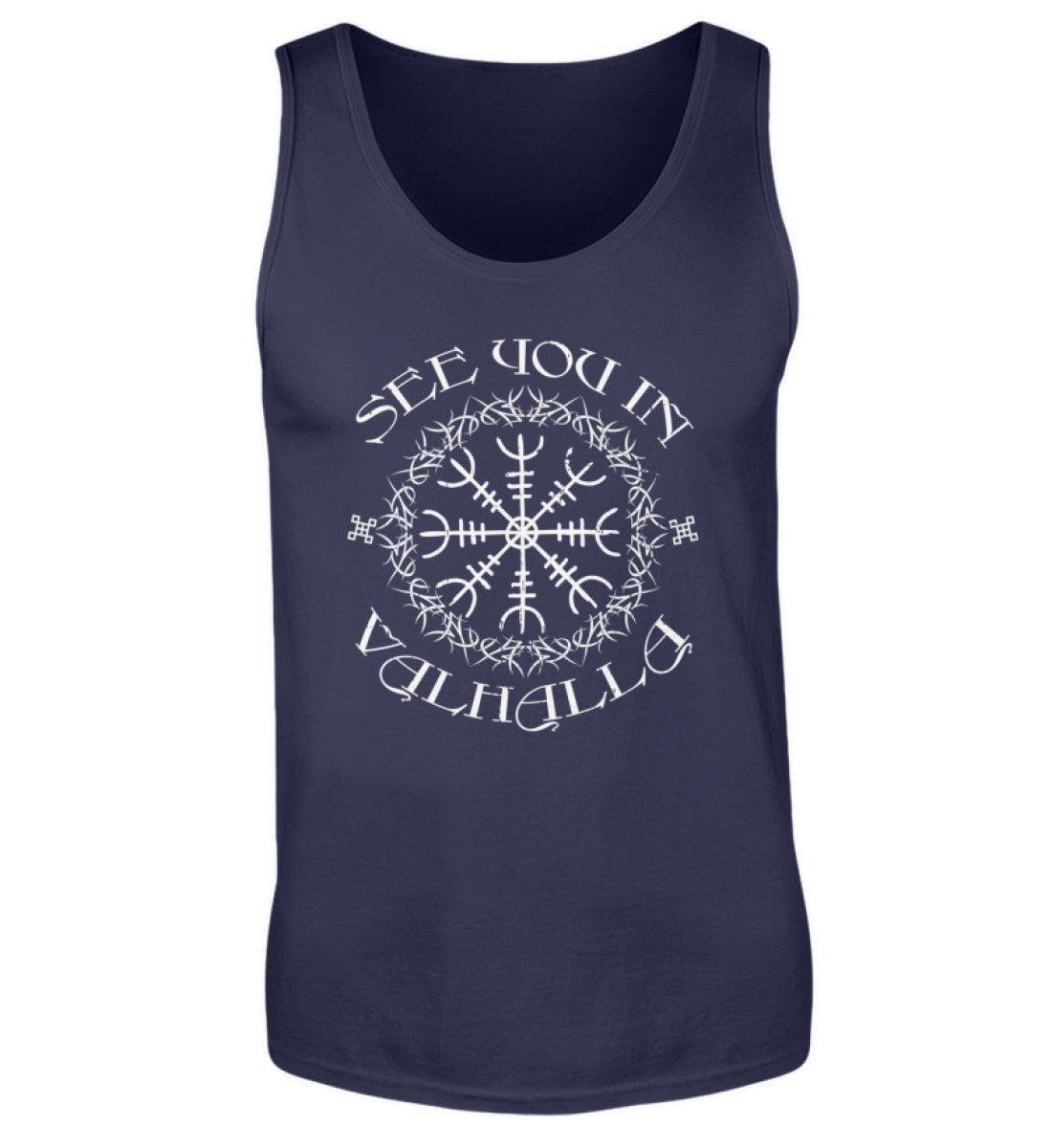 Wikinger Tank Top „See You In Valhalla“ – Helm Of Awe Magische Symbole des Nordens - Nordic Viking Wear