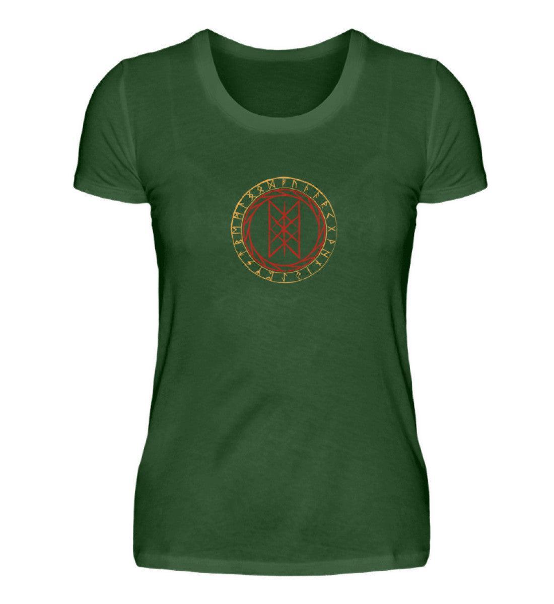 Schildmaiden Premiumshirt mit Wyrd-Web und Runenkreis - Mystisches Nordisches Symbol Shirt - Nordic Viking Wear