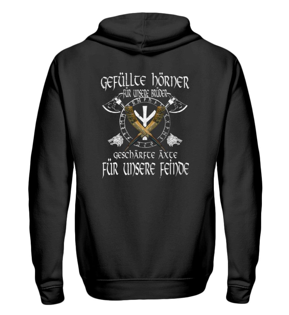 ⚔ Wikinger Zipp-Hoodie – "Gefüllte Hörner, geschärfte Äxte" ⚔ - Nordic Viking Wear