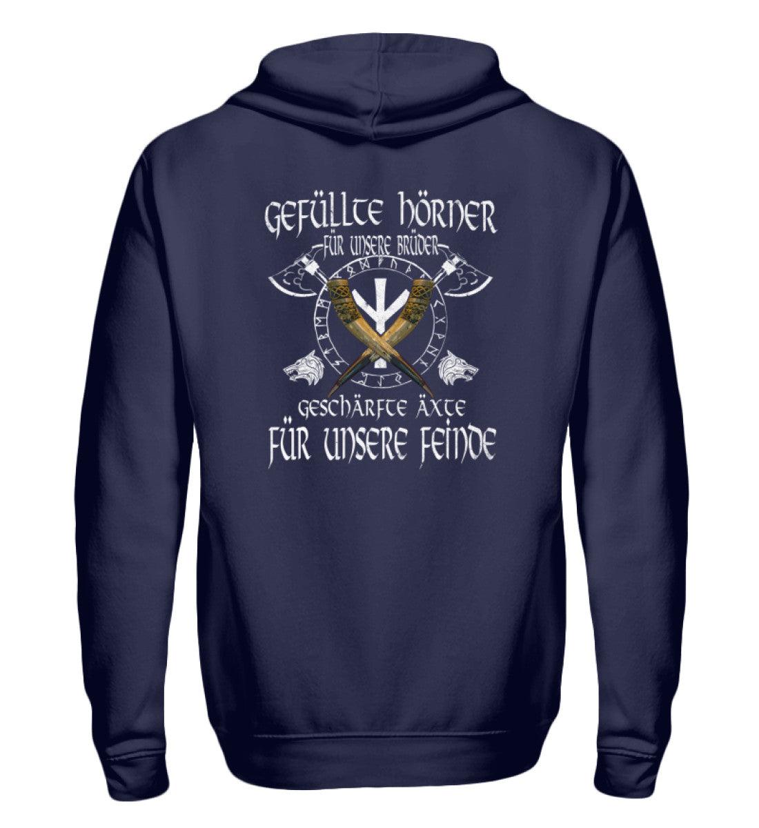 ⚔ Wikinger Zipp-Hoodie – "Gefüllte Hörner, geschärfte Äxte" ⚔ - Nordic Viking Wear