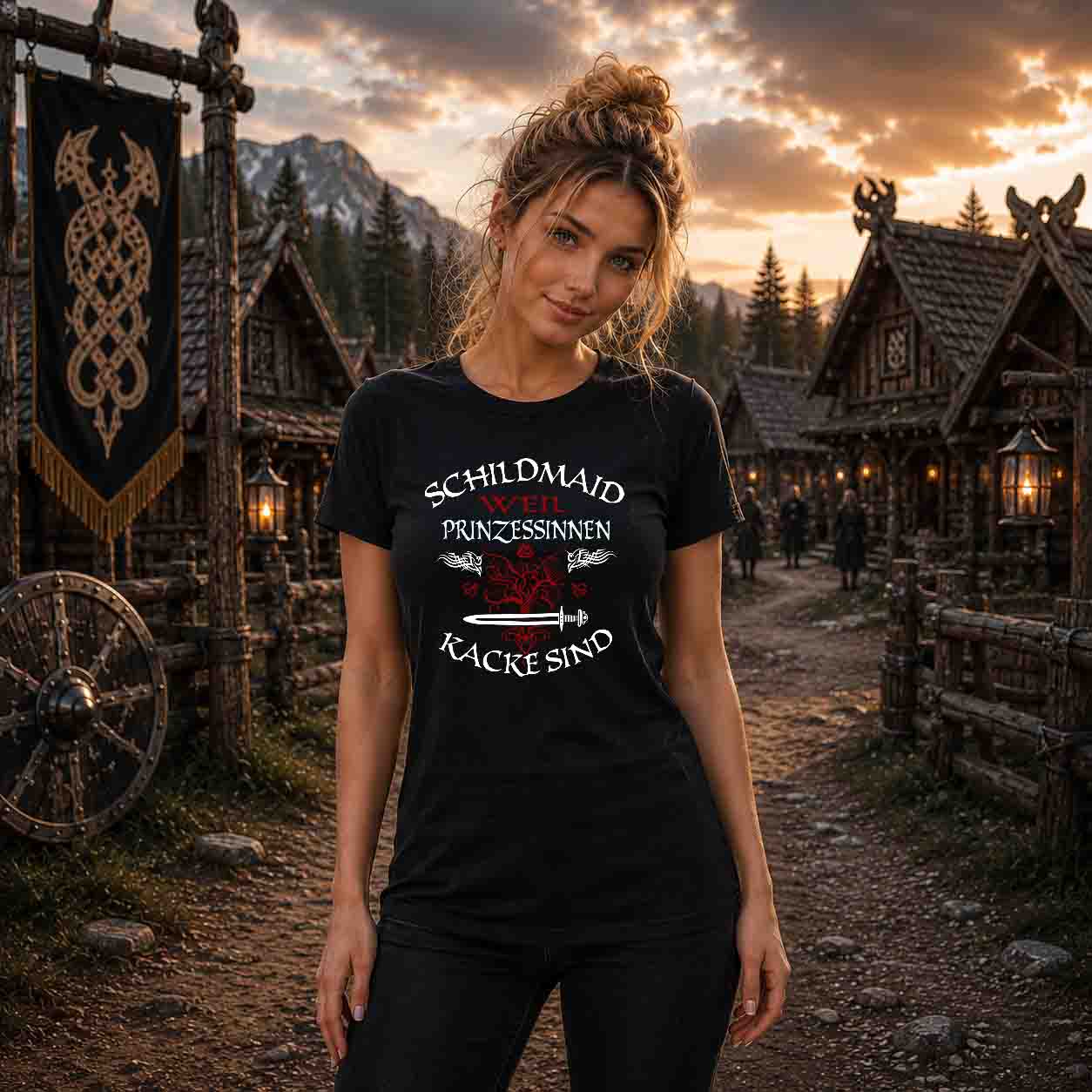 Schildmaiden Premiumshirt Frontprint Schildmaid-Weil-Prinzessinnen-Kacke-Sind-2.0.