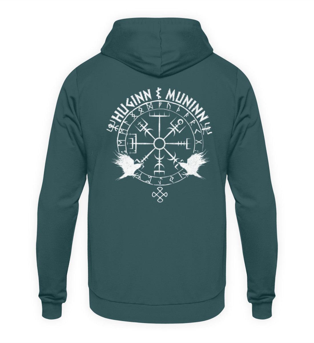 Odins Raben Wikinger Backprint Hoodie– Huginn und Muninn – Wikinger Runenkreis - Nordic Viking Wear