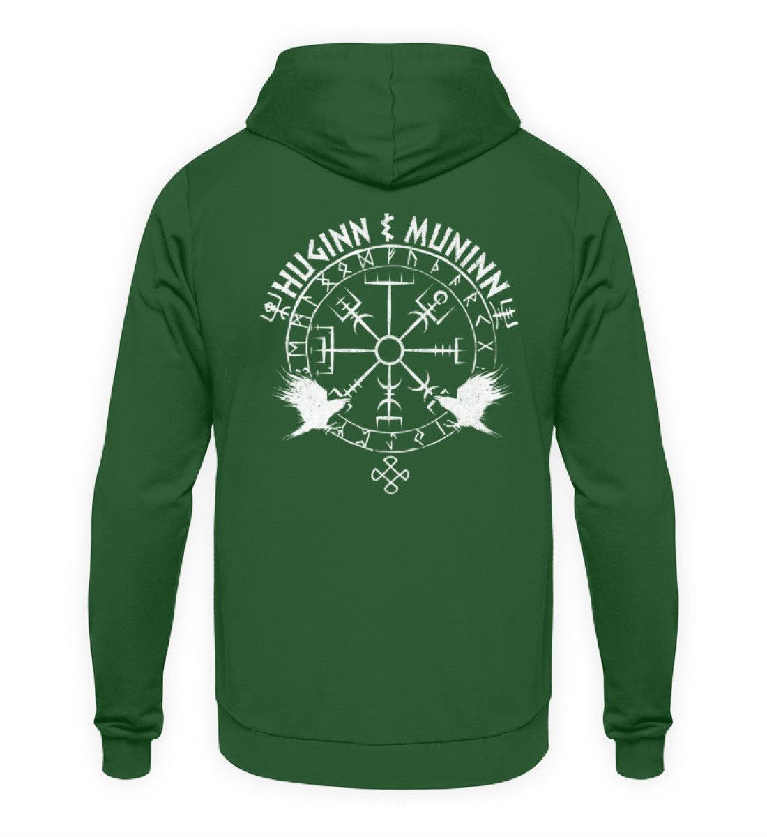 Odins Raben Wikinger Backprint Hoodie– Huginn und Muninn – Wikinger Runenkreis - Nordic Viking Wear