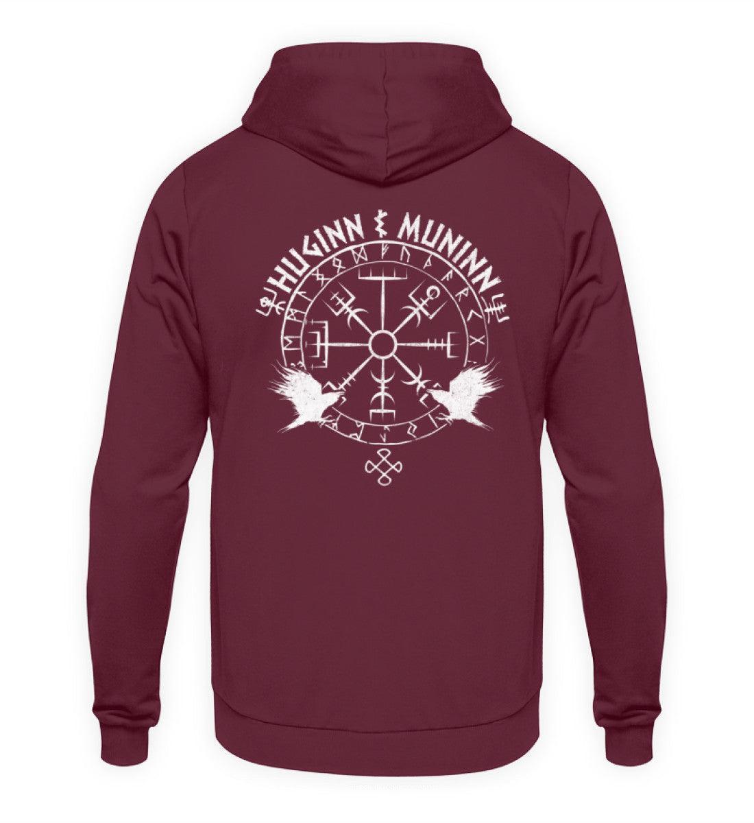 Odins Raben Wikinger Backprint Hoodie– Huginn und Muninn – Wikinger Runenkreis - Nordic Viking Wear