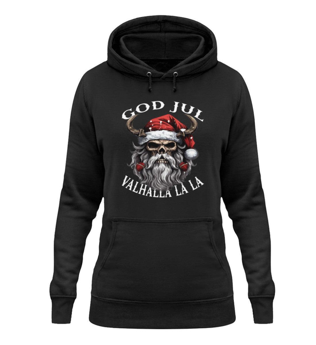 Lustiges Weihnachts Schildmaiden Hoodie "God Jul Valhalla La La" - Nordic Viking Wear