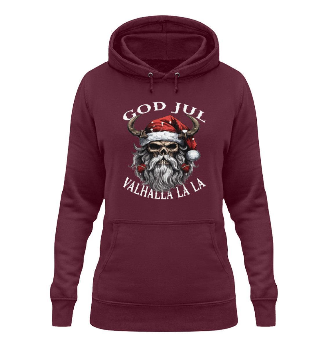 Lustiges Weihnachts Schildmaiden Hoodie "God Jul Valhalla La La" - Nordic Viking Wear