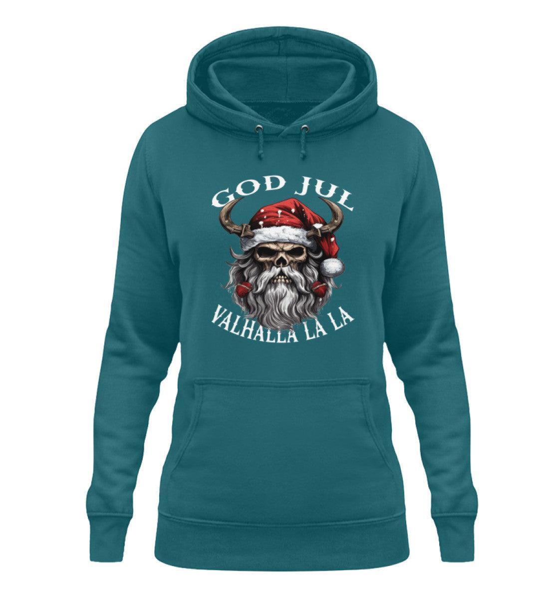 Lustiges Weihnachts Schildmaiden Hoodie "God Jul Valhalla La La" - Nordic Viking Wear