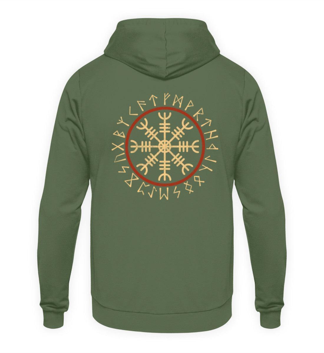 Wikinger Helm Of Awe Mit Runenkreis - Backprint Hoodie - Nordic Viking Wear