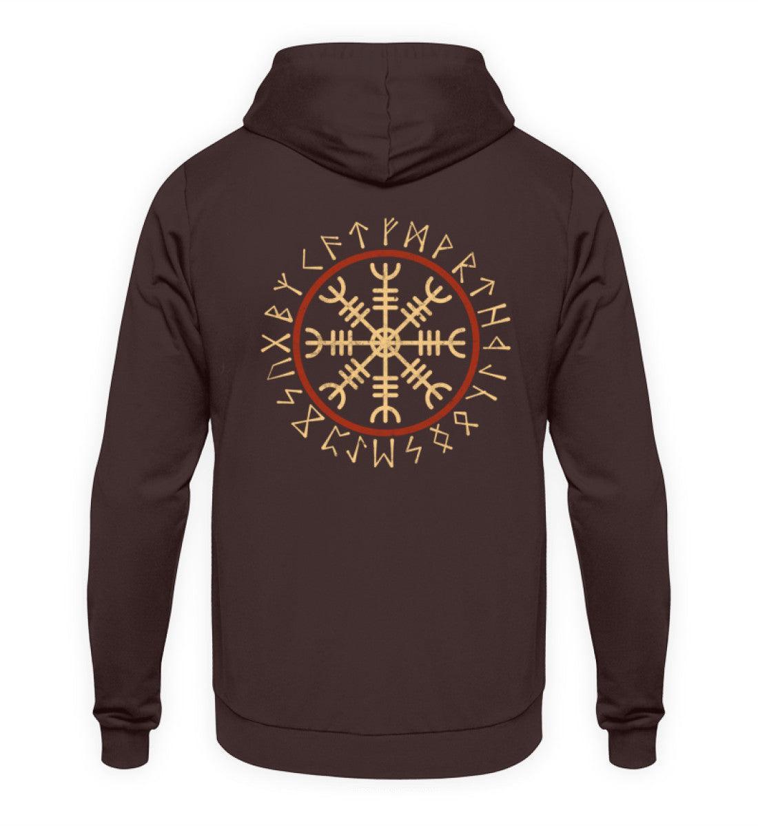 Wikinger Helm Of Awe Mit Runenkreis - Backprint Hoodie - Nordic Viking Wear