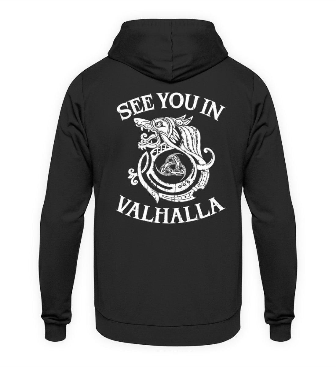 Wikinger Hoodie mit Odins Gjallarhorn - "See You In Valhalla" - Nordic Viking Wear