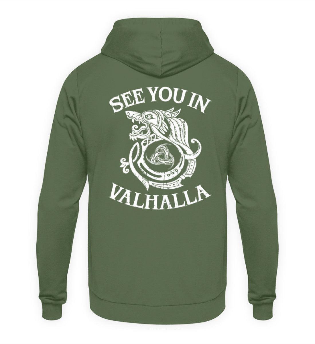 Wikinger Hoodie mit Odins Gjallarhorn - "See You In Valhalla" - Nordic Viking Wear