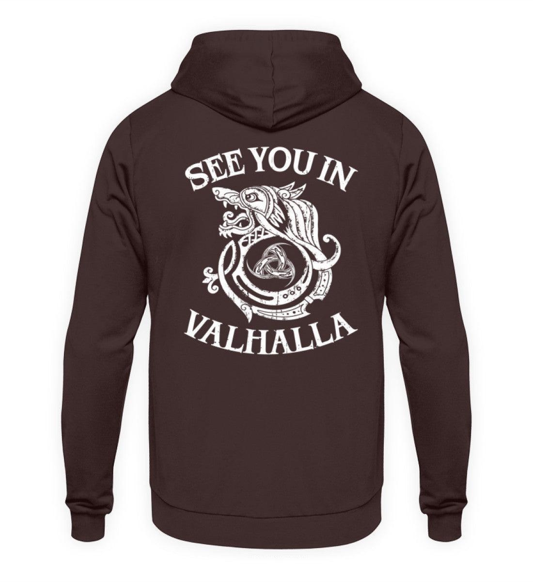 Wikinger Hoodie mit Odins Gjallarhorn - "See You In Valhalla" - Nordic Viking Wear